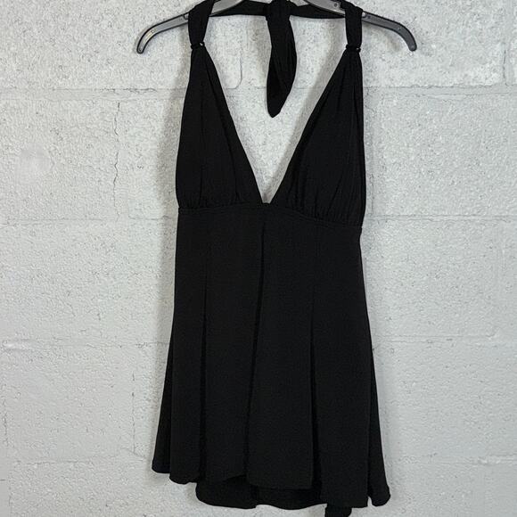 Coco Reef Women's Phase Draped 1 Piece Halter Swim Dress - Black 12  36C/D $142 - Picture 1 of 14